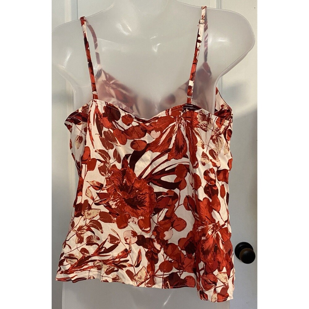 En Creme Medium Tropical Cami Florist Flowy‎ Vacation Travel Beachy Neutral - Picture 5 of 8